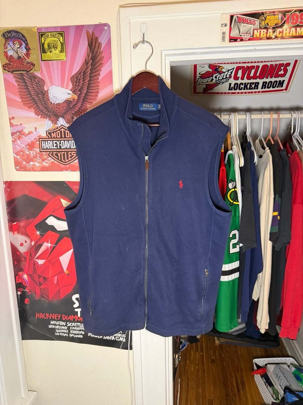 Polo Ralph Lauren Full Zip Vest Size L Navy Blue Cotton